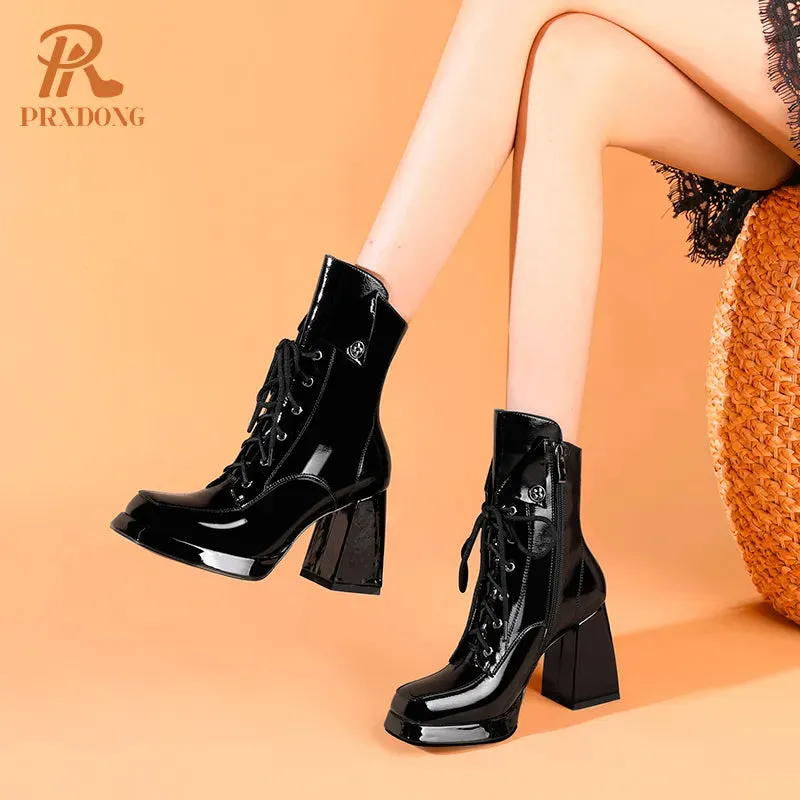 Patent Chunky Ankle Boots