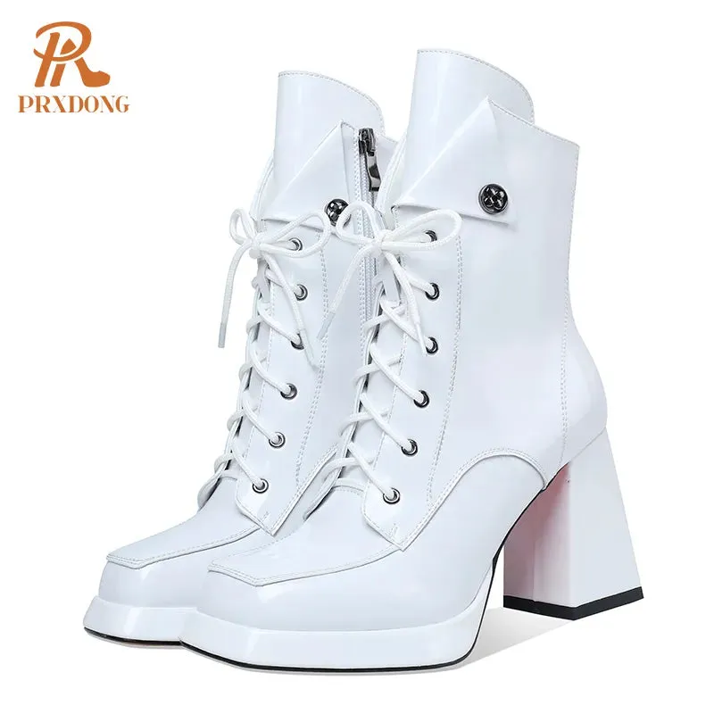 Patent Chunky Ankle Boots
