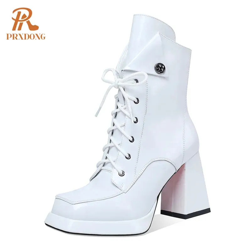 Patent Chunky Ankle Boots
