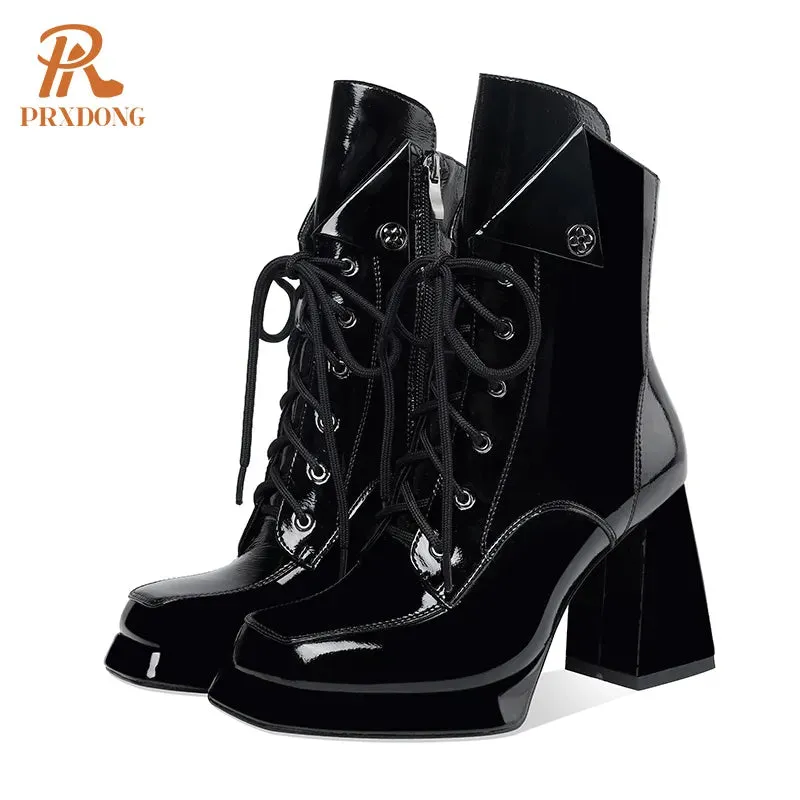 Patent Chunky Ankle Boots