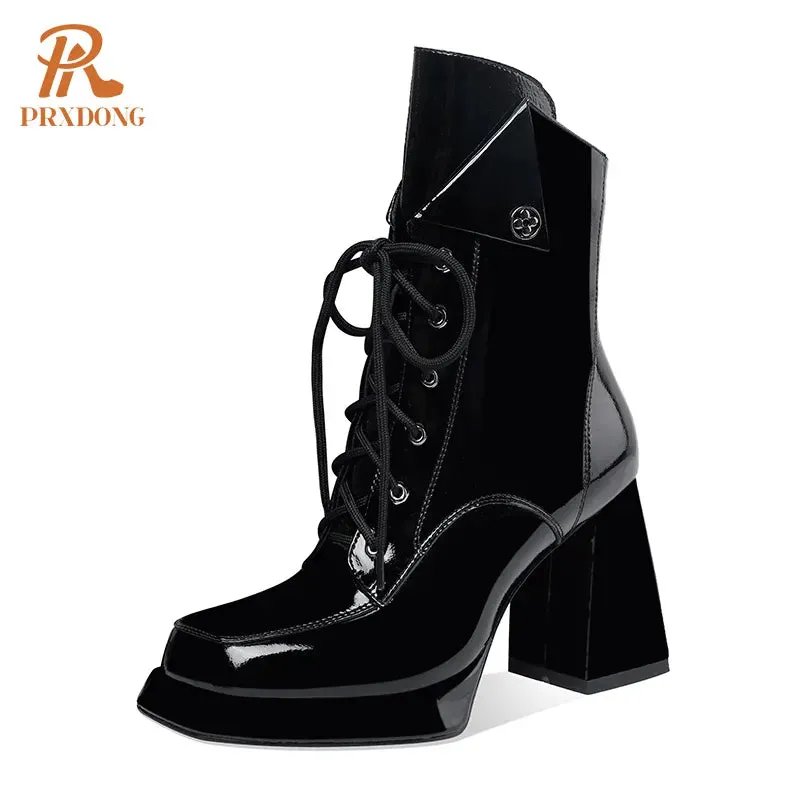 Patent Chunky Ankle Boots