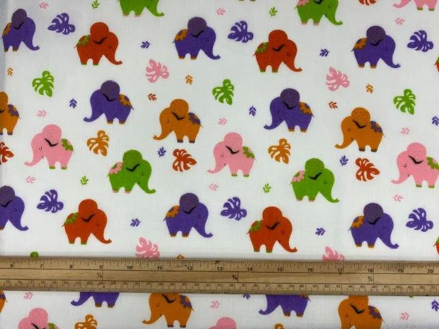 Playful Baby Elephants  - Poly/Cotton Print