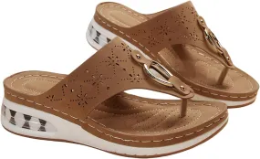 Sandals for Women Wedge Shoes Platform Orthopedic Arch Support Thong Sandals Comfortable Slip On Slippers
