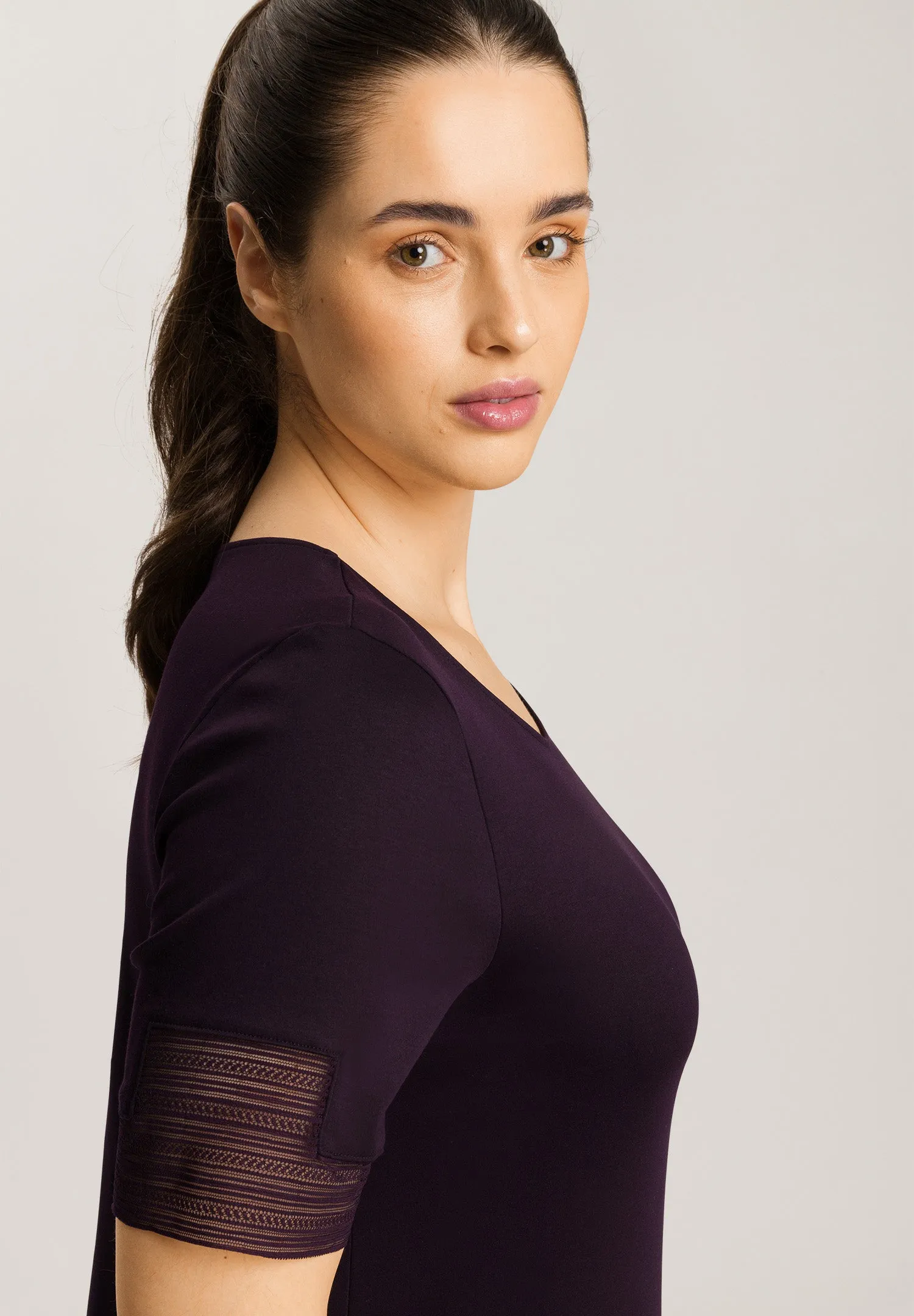 Sophie Lace Trim Cotton Nightgown | Dark Acai 74877-1478
