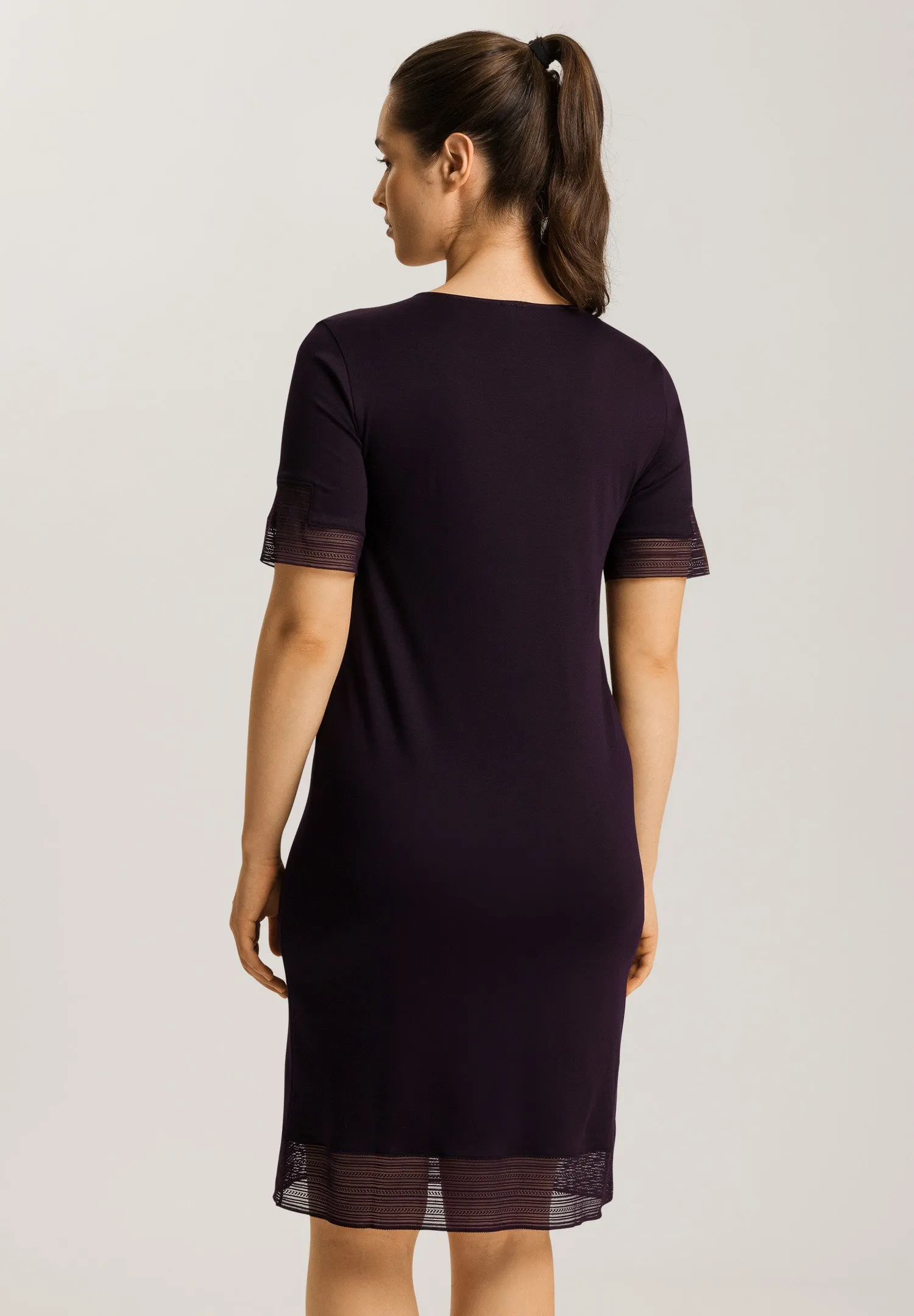 Sophie Lace Trim Cotton Nightgown | Dark Acai 74877-1478