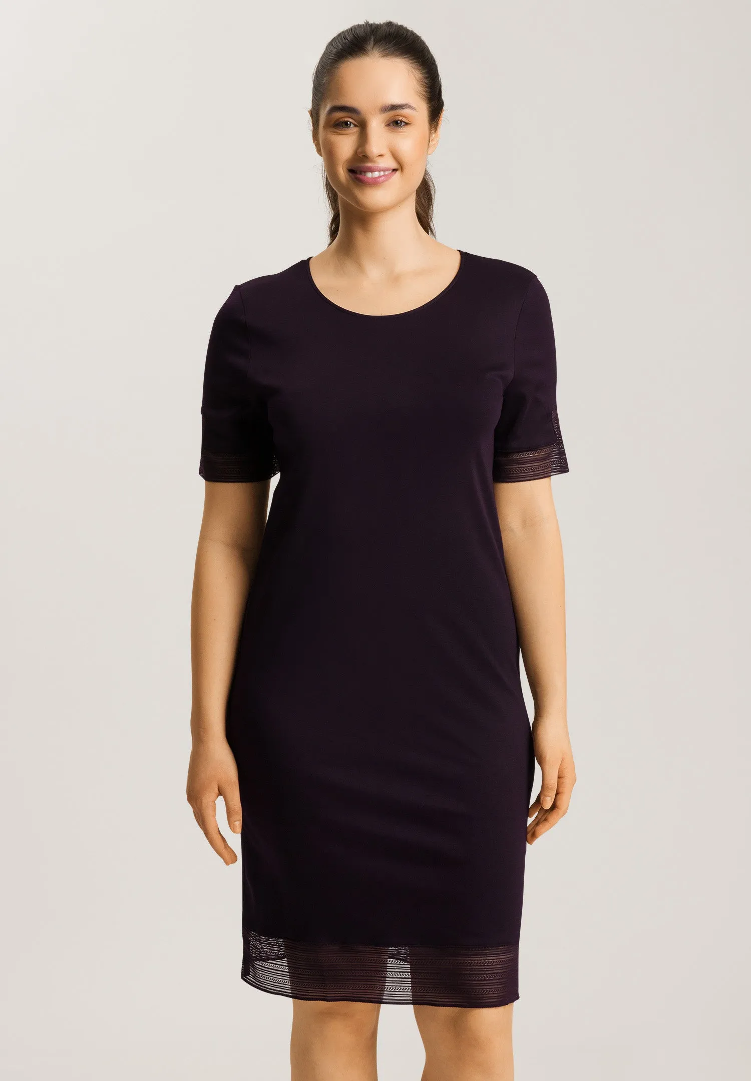 Sophie Lace Trim Cotton Nightgown | Dark Acai 74877-1478