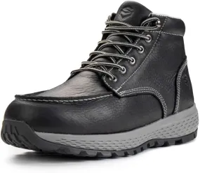 SUREWAY Men's Lightweight Casual Wedge Soft Moc Toe Work Boots,Comfort Insole, Superior Oil/Slip Resistant,Men's Construction Industrial Safety Working Boots/Shoes - Black
