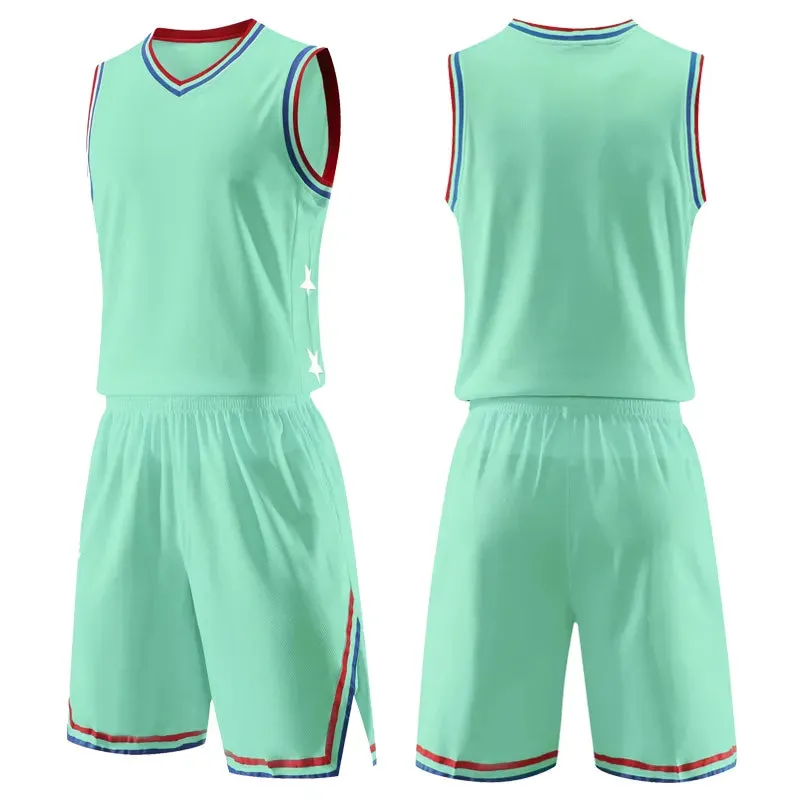 USA Men kids throwback basketball training jersey set College Basketball Sports clothing Custom Basketball Uniform Sets shorts
