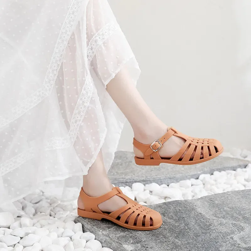 Women Flat Sandlas Hollow-carved Design Fashion Comfortable Outdoor Sports Beach Cool Slippers - WSD50233