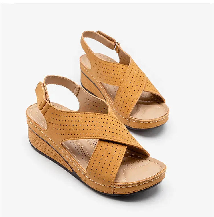 Women Peep Toe Shoes Woman Retro Thick bottom Sandals Platform Comfortable Sandals - WSD50215
