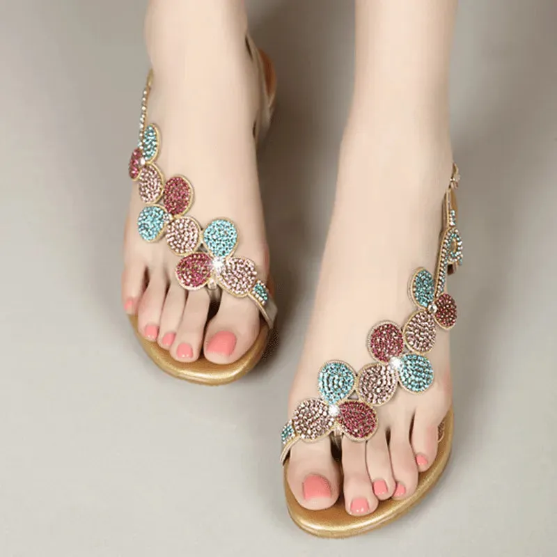 Women Summer Leather Ladies Sandals Low Heel Sandals Flat Bottom Clip Toe Thick Heel - WSD50214
