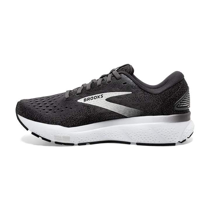 Brooks Ghost 16 Wide Womens Running Shoe in Black/Grey/White Color, D Width
