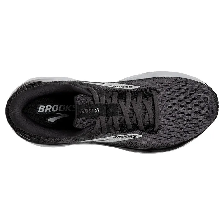 Brooks Ghost 16 Wide Womens Running Shoe in Black/Grey/White Color, D Width