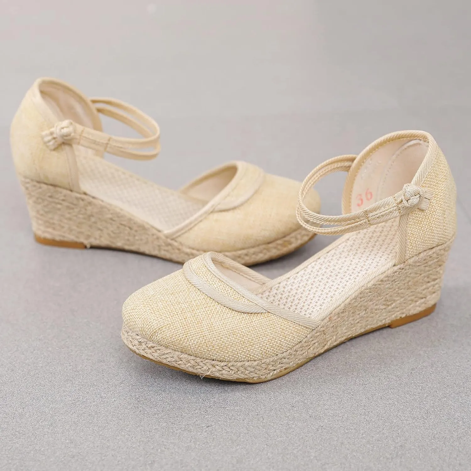 Womens Closed Toe Sandals Womens Close Toe Espadrilles Platform Sandals Slip on Ankle Buckle Straps Wedges Summer Sandals