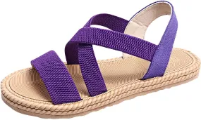 Womens Comfortable Flat Sandals Dressy Daily Sandals Summer Beach Open Toe Shoes Ankle Strap Footwear for Teen Girls