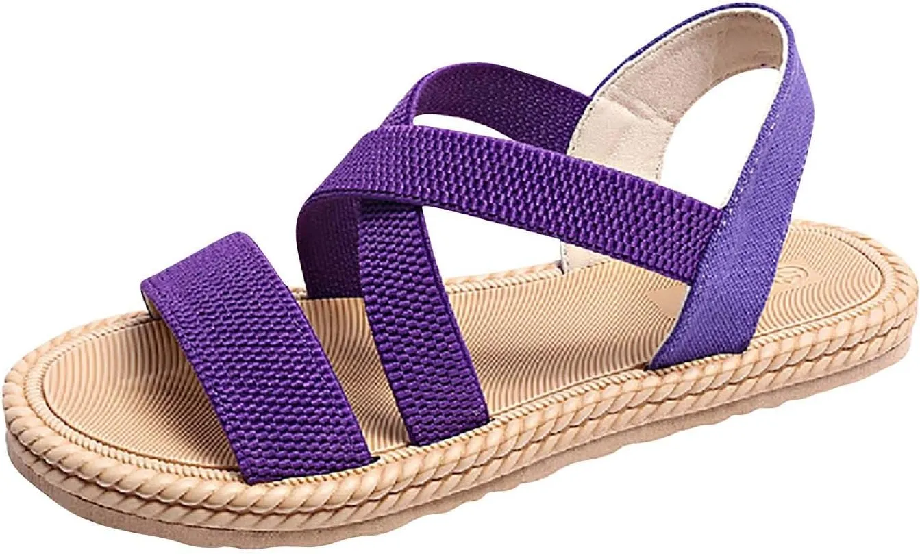 Womens Comfortable Flat Sandals Dressy Daily Sandals Summer Beach Open Toe Shoes Ankle Strap Footwear for Teen Girls
