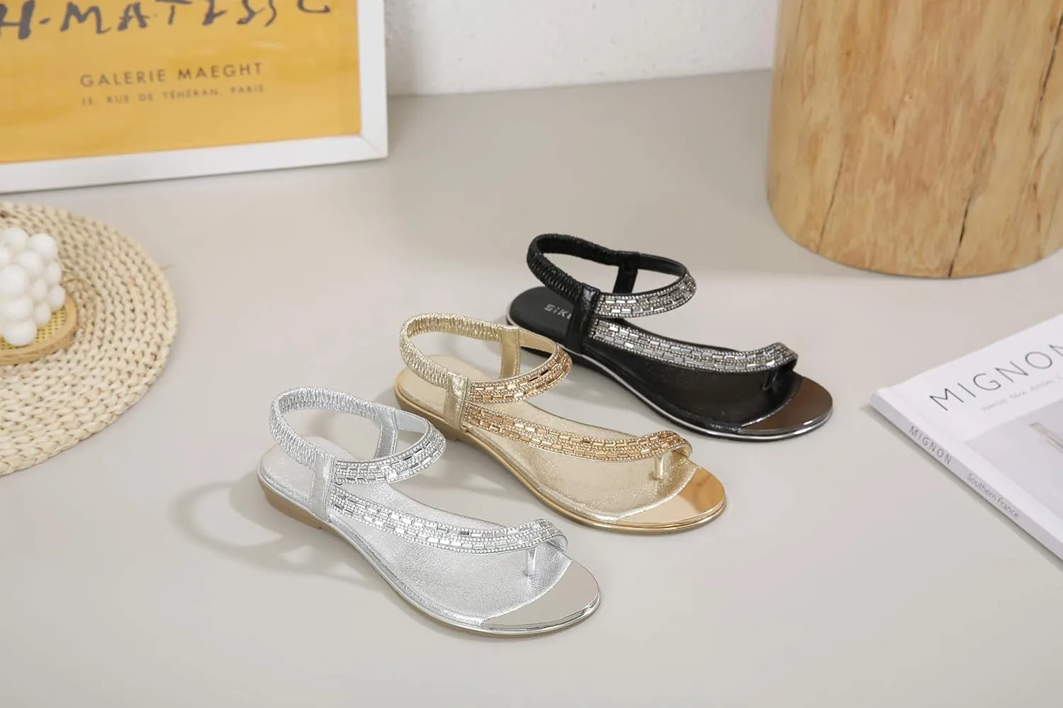 Womens Flip Flops Ladies Comfortable Walking Thong Sandals Elastic Strappy String Thong Ankle Strap Summer Sandals
