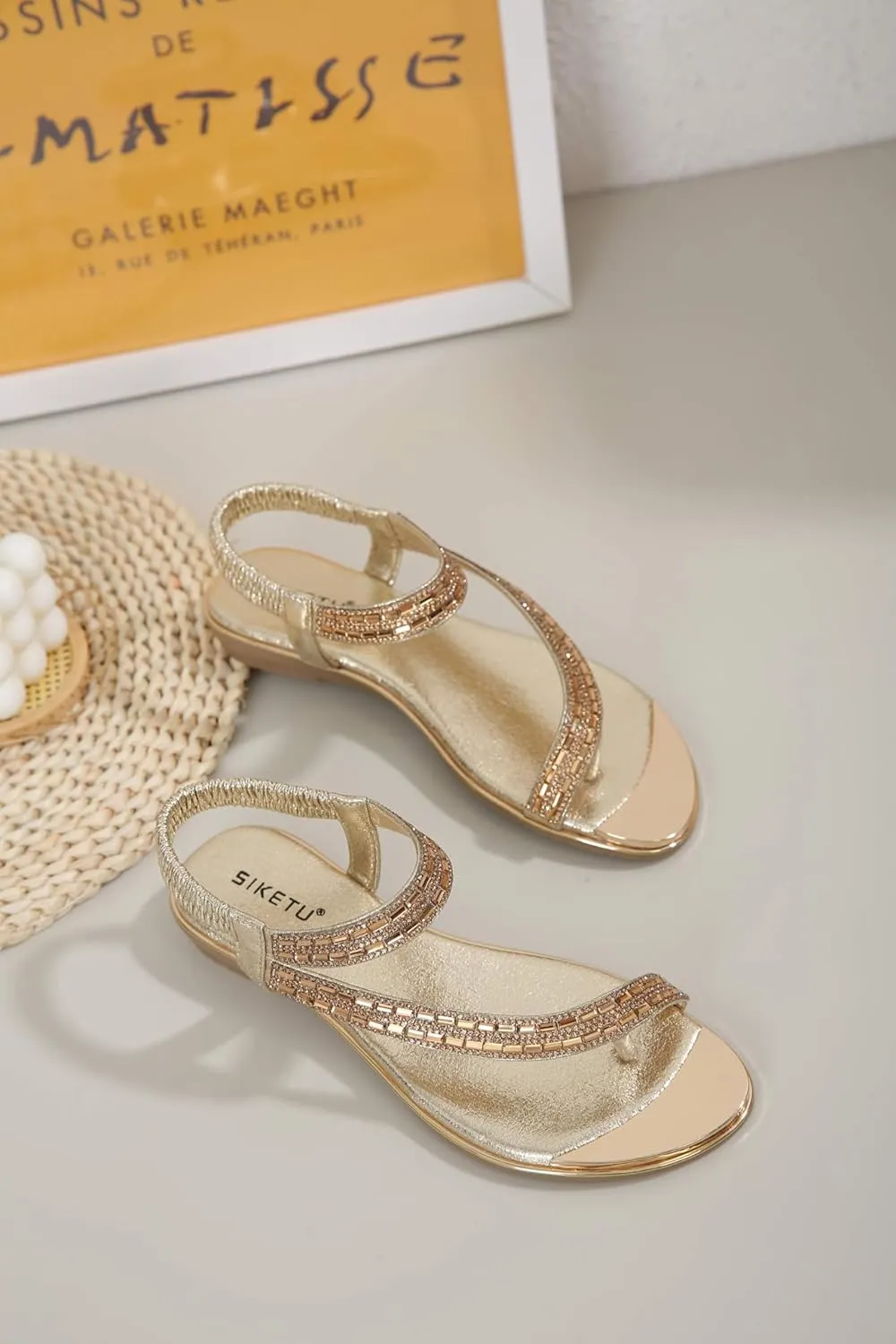 Womens Flip Flops Ladies Comfortable Walking Thong Sandals Elastic Strappy String Thong Ankle Strap Summer Sandals