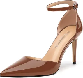 Women's High Heel Pointed Toe Shallow Mouth Single Shoes,Elegant and Charming Ankle Strap Wrap Heel Pumps,Party,Wedding,Dating,Banquet Dress Shoes