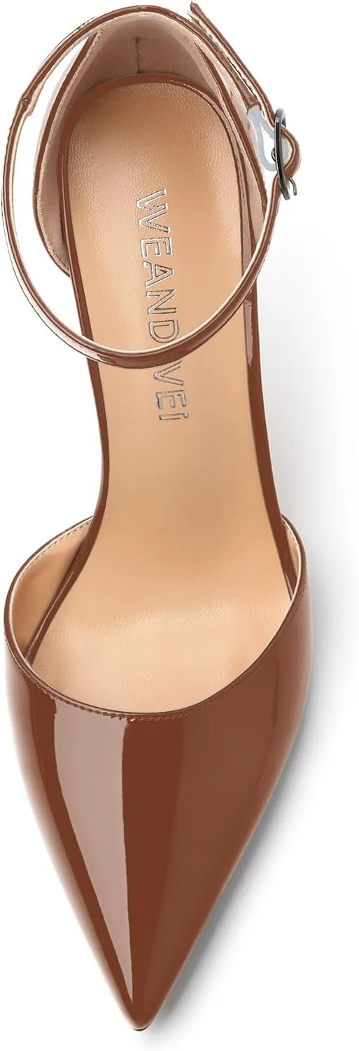 Women's High Heel Pointed Toe Shallow Mouth Single Shoes,Elegant and Charming Ankle Strap Wrap Heel Pumps,Party,Wedding,Dating,Banquet Dress Shoes