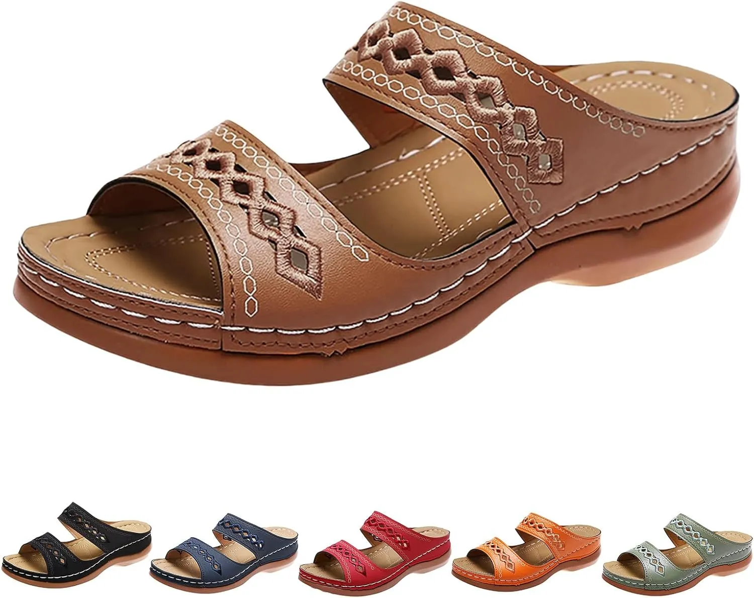 Womens Orthopedic Sandals Support Flip Flops Slip On Wide Sandals Platform Summer Comfortable Walking Shoes